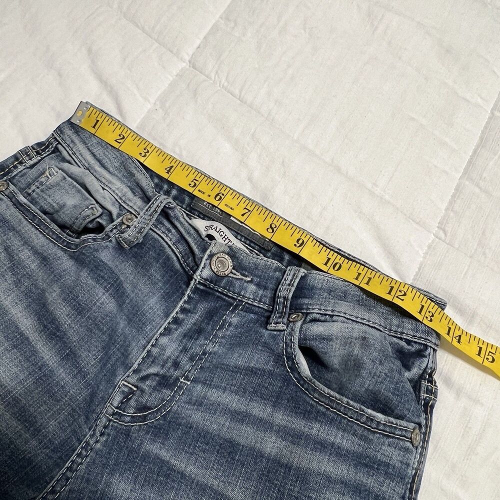 BKE Alec Jeans Men’s 29x29 Straight Leg Dark Blue Denim Thick Stitch Whiskered - Picture 5 of 11